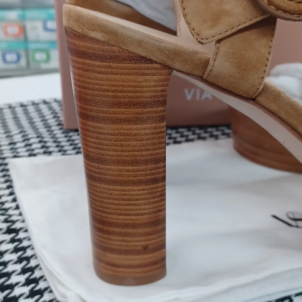 Via Spiga Ira Suede/Wood Platform NIB